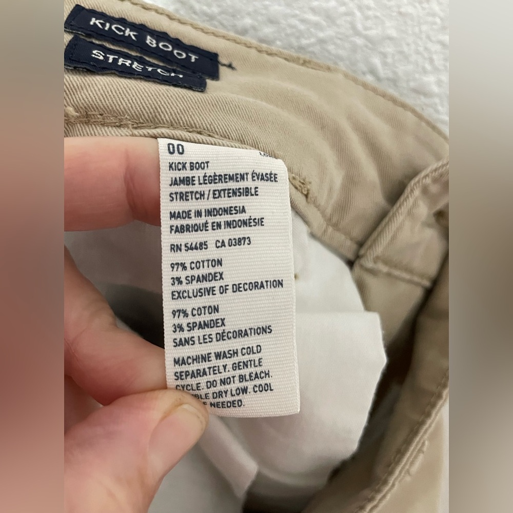 American Eagle AE Khaki Desert Sand Stretch Kick Boot Stretch Pant Size 00 - Picture 7 of 8